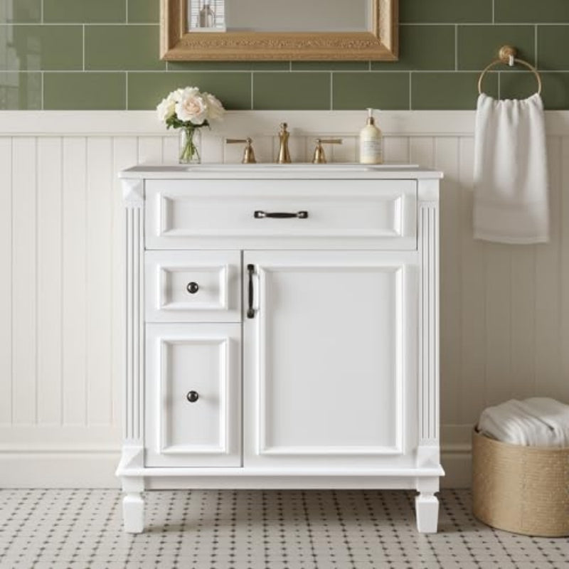 Bathroom Dressing Table With Basin, Dressing Table Sink Cabinet With Door, Independent Bathroom Storage Cabinet With Sink Set No Mirror And Faucet