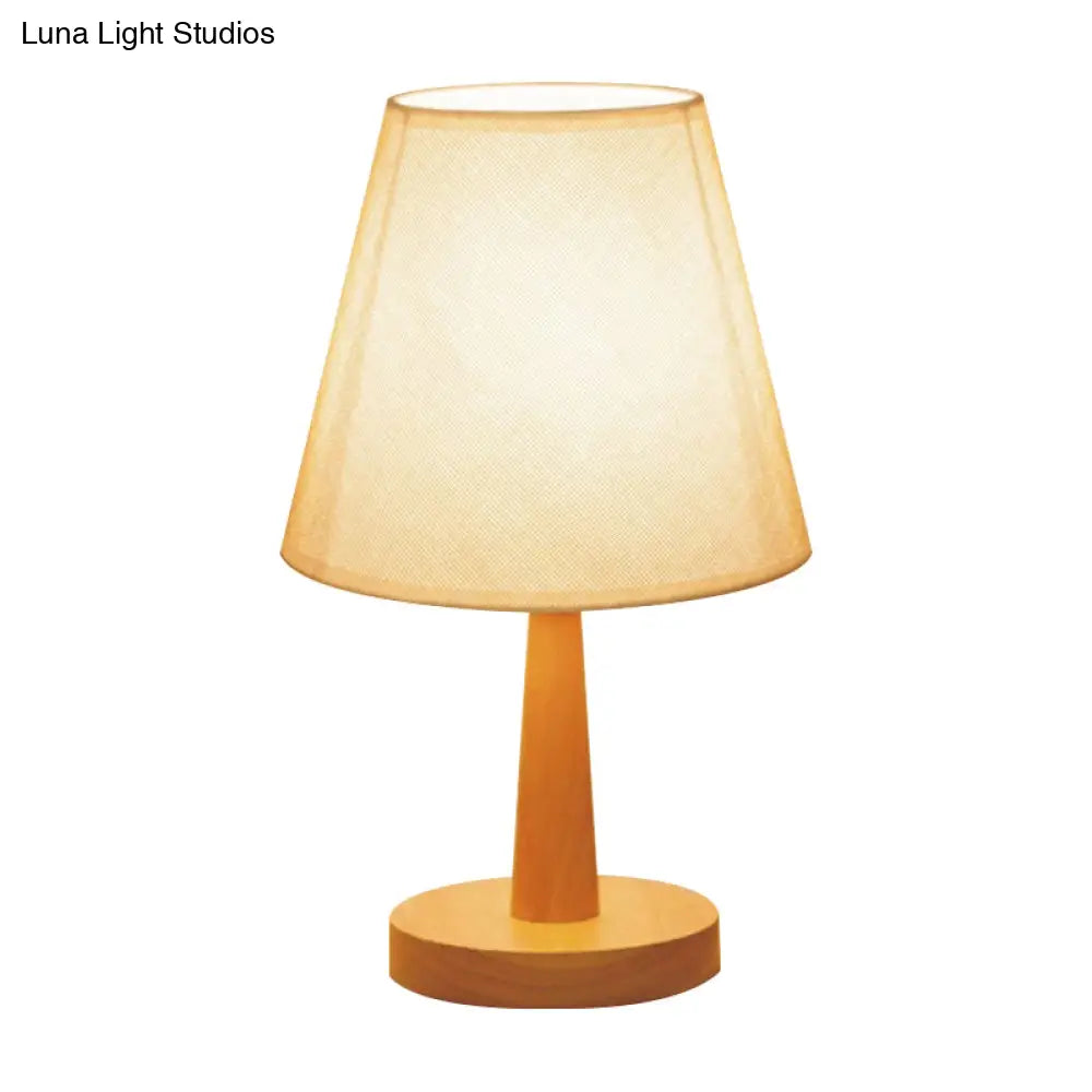1 Bulb Beige Nightstand Lamp, Modernist Bedroom Night Light with Fabric Shade