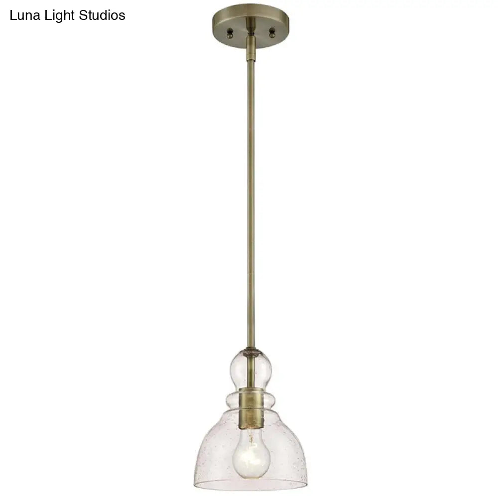 1-Bulb Industrial Gourd Shaped Light Fixture - Seeded Glass Pendant for Diner Bar