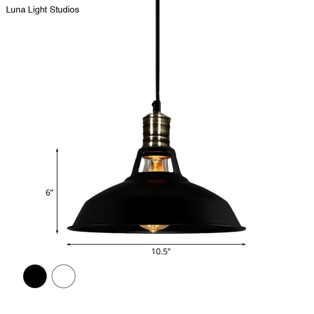 1-Head Barn Pendant Lighting, Industrial Style, Available in Black/White, 10.5/12/15 Inch Diameter