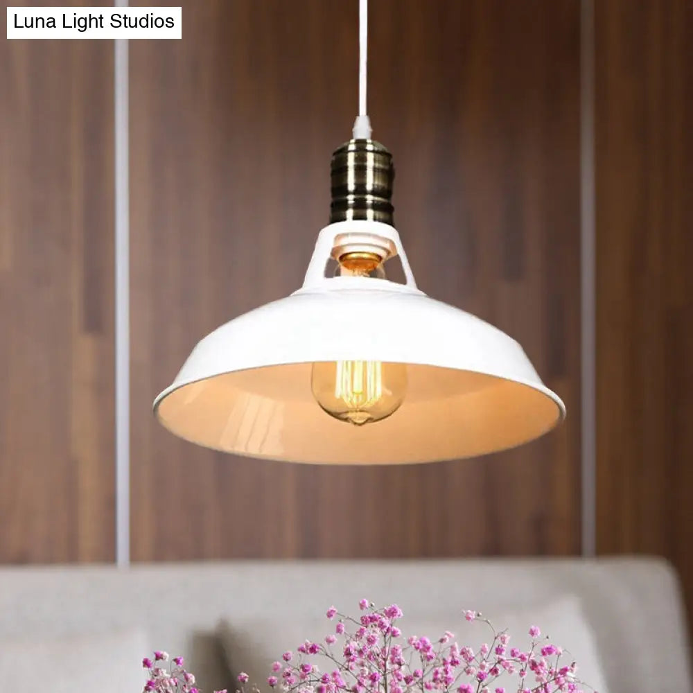 1-Head Barn Pendant Lighting, Industrial Style, Available in Black/White, 10.5/12/15 Inch Diameter