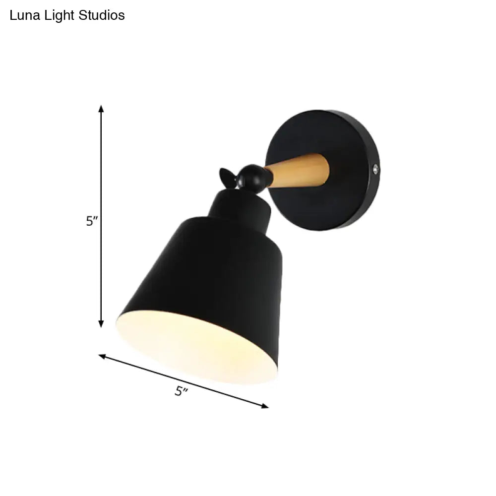 DecorBites™ DecorBites™ 1-Light Modern Wall Mount Lamp with Bucket Shade - Black Metal Fixture for Living Room