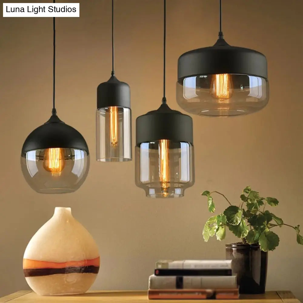 1 Light Pendant Lighting Retro Industrial Style Glass Pendant Ceiling Lights for Restaurant