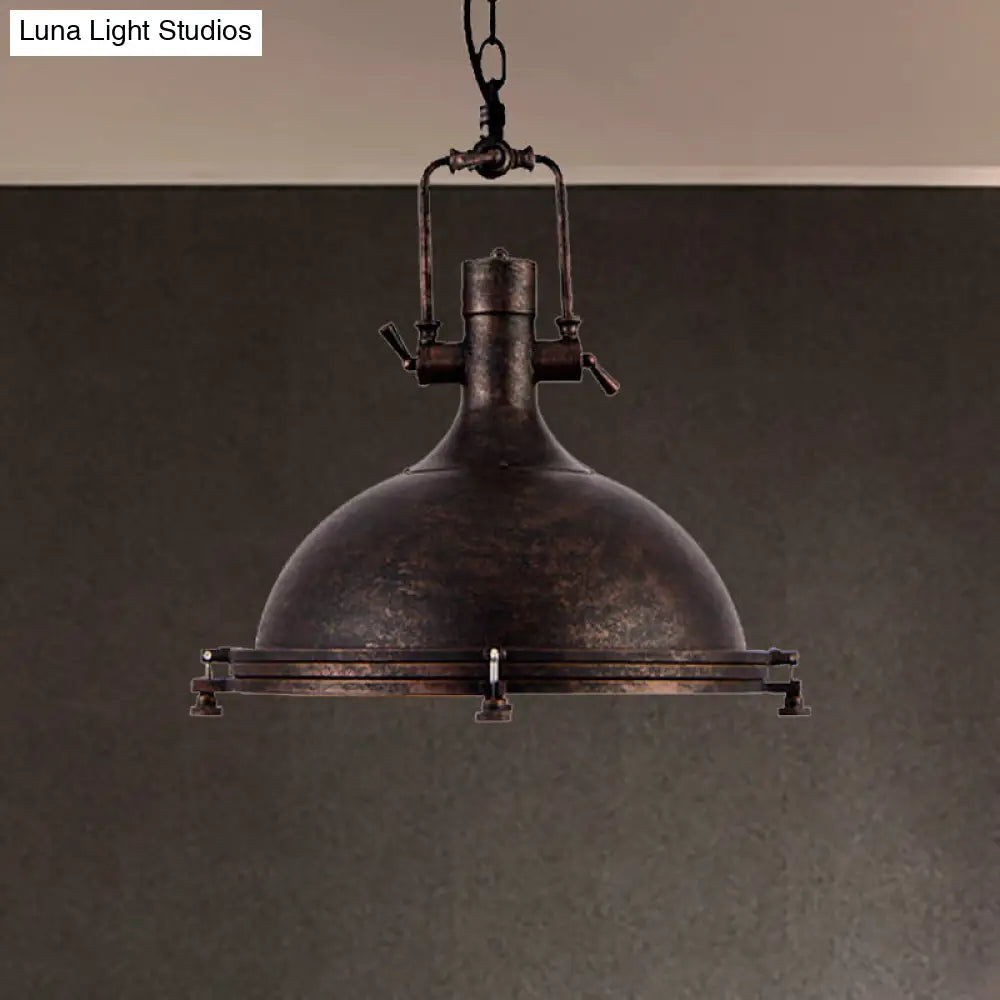 1 Light Vintage Style Iron Ceiling Pendant in Aged Silver/Bronze/Rust for Coffee Shops