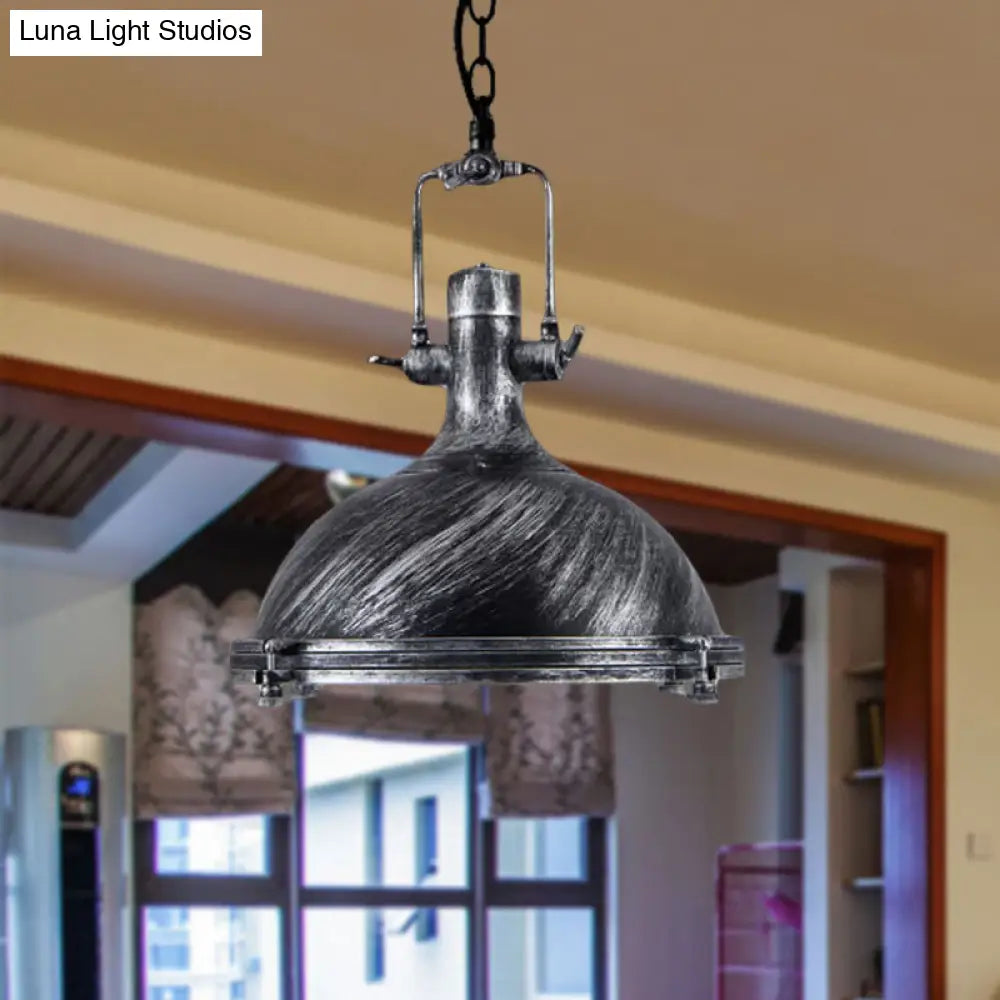 1 Light Vintage Style Iron Ceiling Pendant in Aged Silver/Bronze/Rust for Coffee Shops