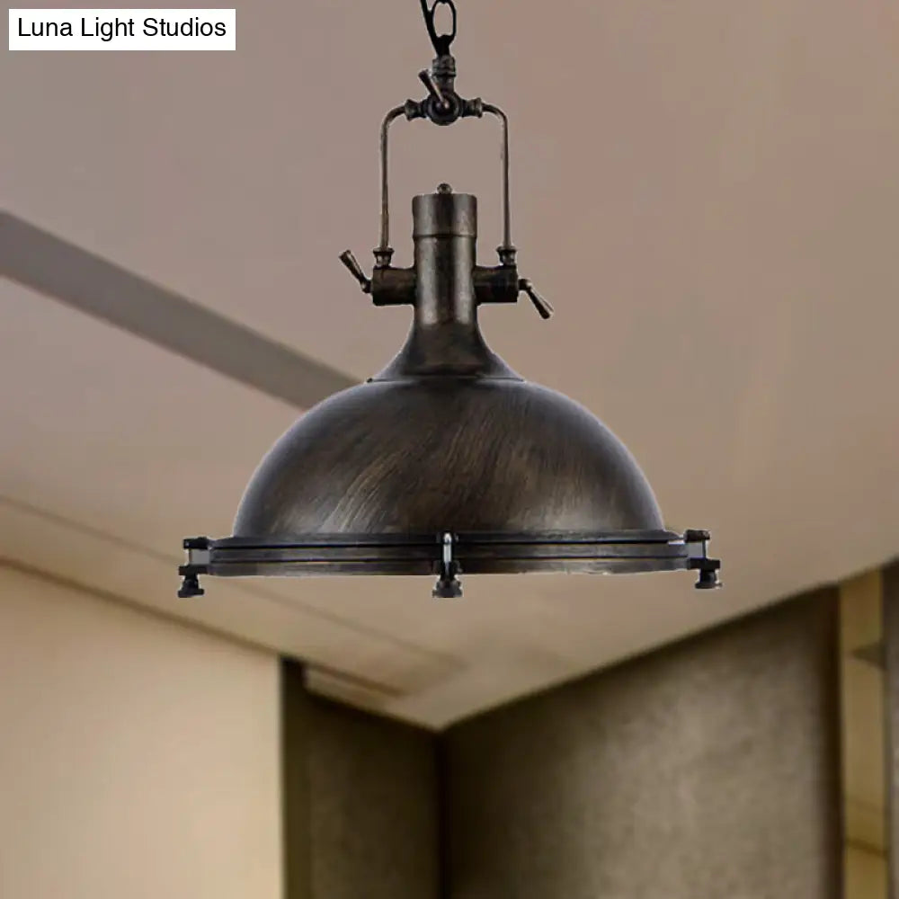 1 Light Vintage Style Iron Ceiling Pendant in Aged Silver/Bronze/Rust for Coffee Shops
