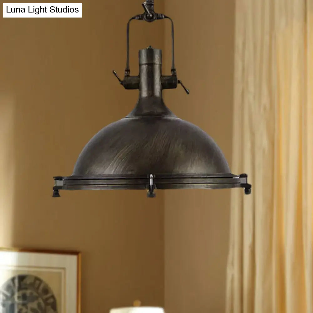1 Light Vintage Style Iron Ceiling Pendant in Aged Silver/Bronze/Rust for Coffee Shops