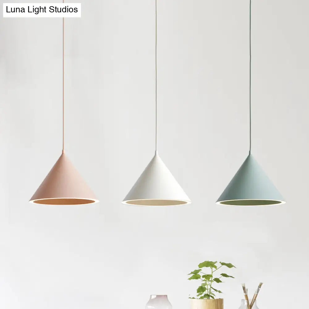 10"/12.5" Diameter 1 Light Conical Hanging Lamp Nordic Stylish Black/Blue Metal Pendant Light over Table