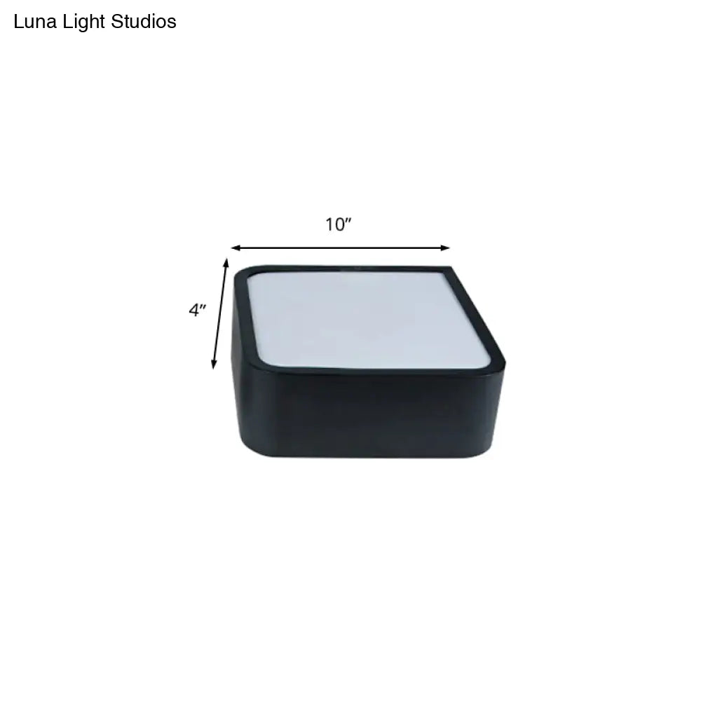 10"/14" Wide Metal Square Flush Mount LED Ceiling Light in White/Black with Modern Design and White/Warm Light