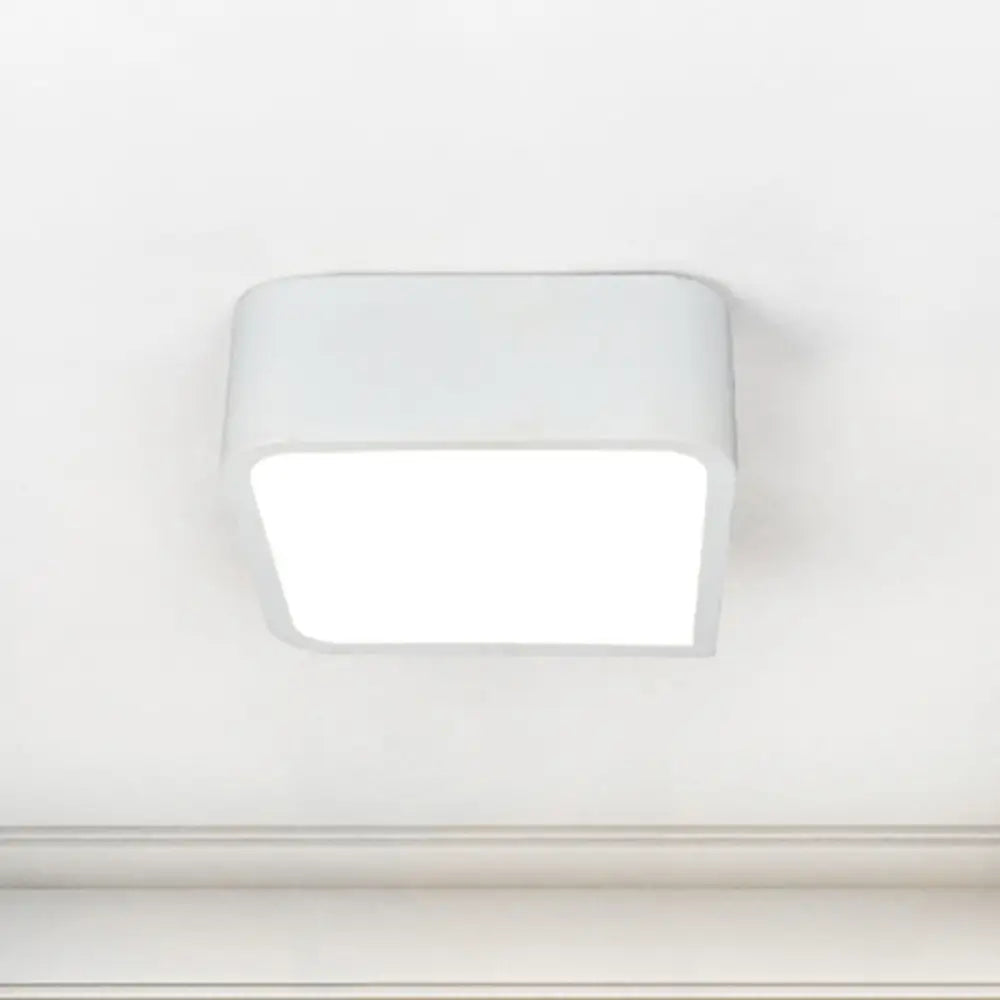 10"/14" Wide Metal Square Flush Mount LED Ceiling Light in White/Black with Modern Design and White/Warm Light
