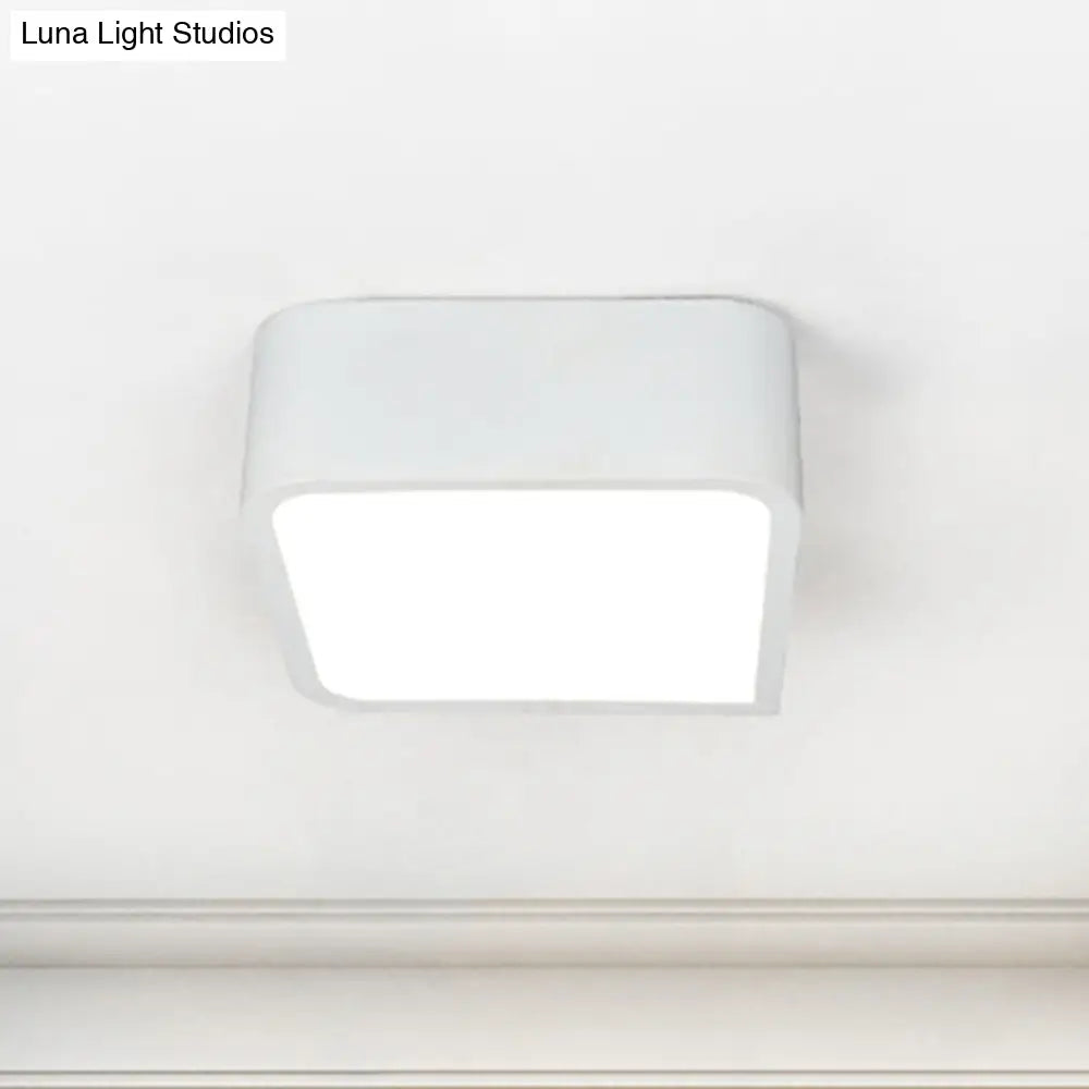 10"/14" Wide Metal Square Flush Mount LED Ceiling Light in White/Black with Modern Design and White/Warm Light