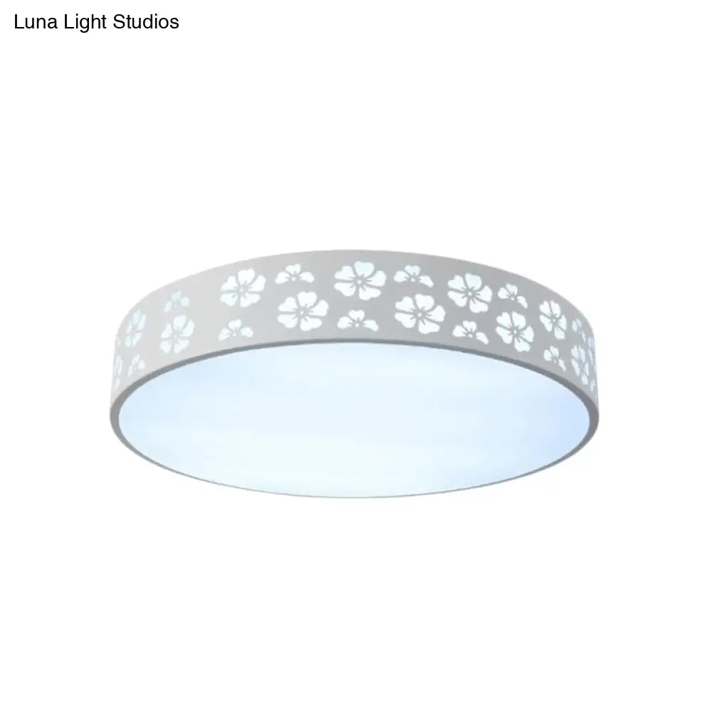 12"/16"/19.5" Carved Flower Flush Light LED Ceiling Lamp - Modern Metallic Design with Warm/White Light