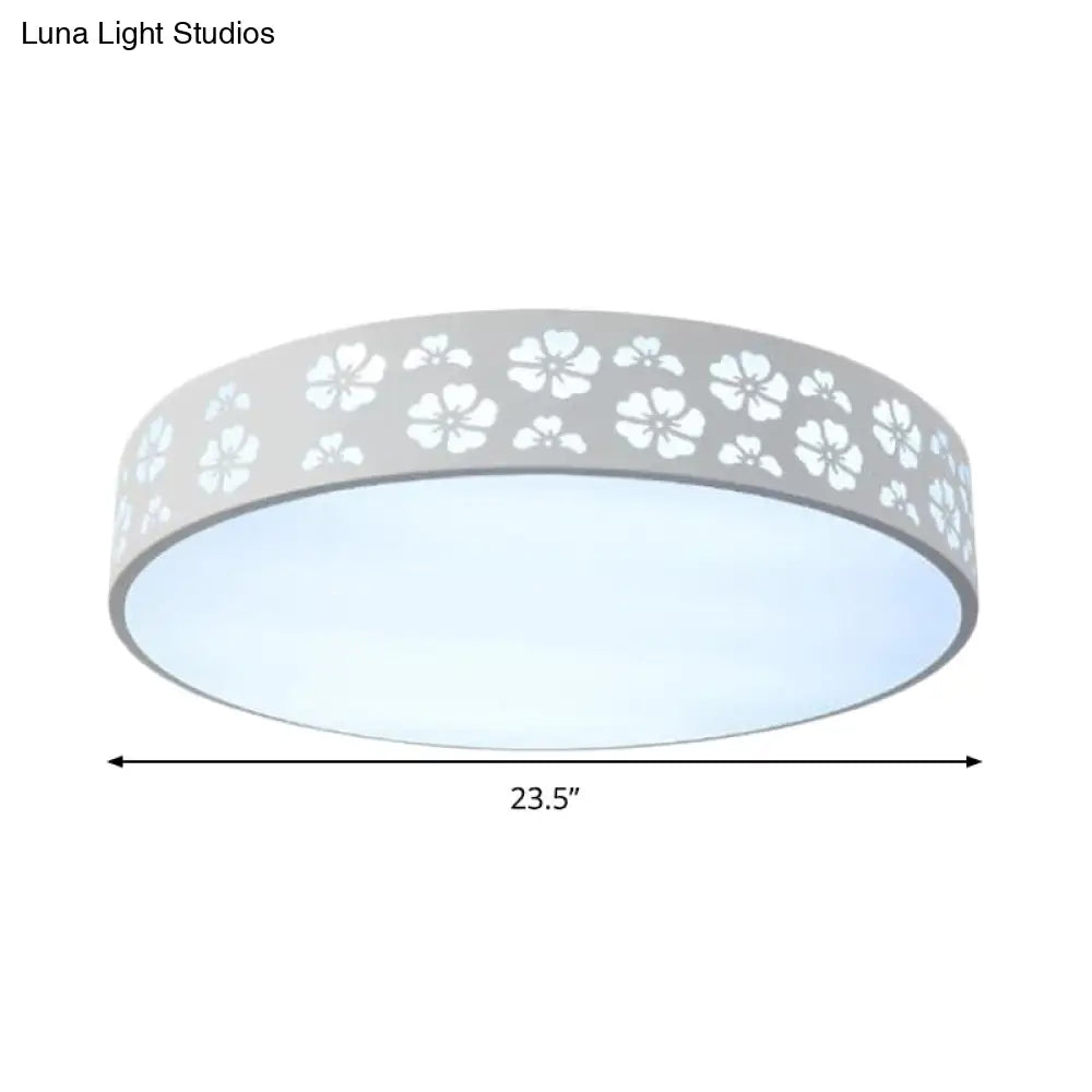 12"/16"/19.5" Carved Flower Flush Light LED Ceiling Lamp - Modern Metallic Design with Warm/White Light
