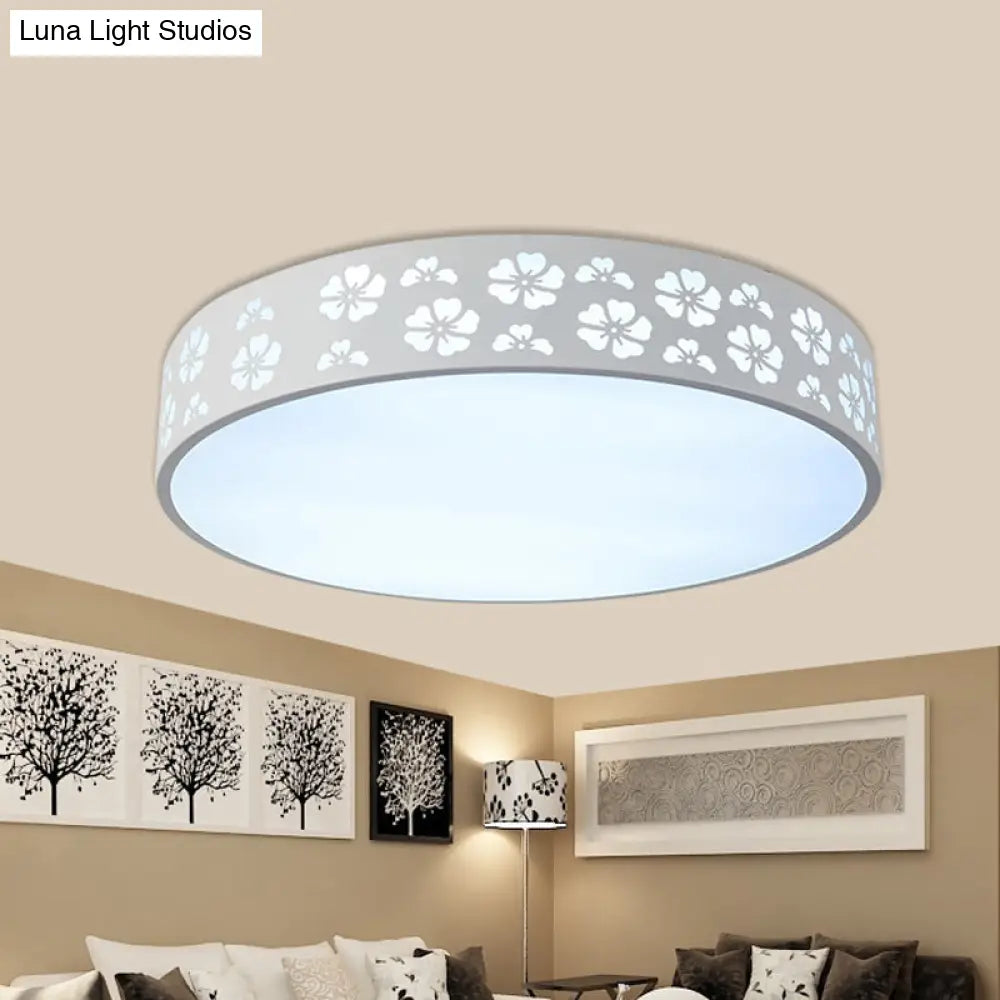 12"/16"/19.5" Carved Flower Flush Light LED Ceiling Lamp - Modern Metallic Design with Warm/White Light