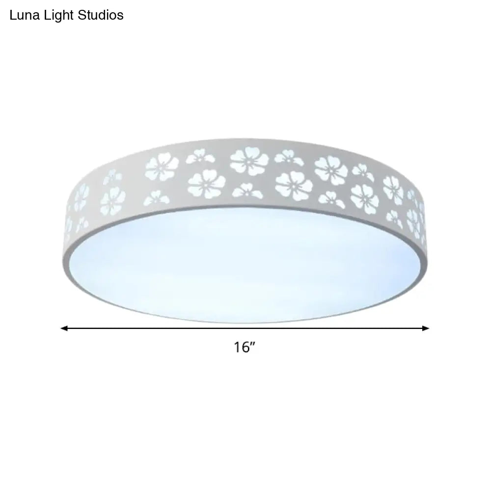 12"/16"/19.5" Carved Flower Flush Light LED Ceiling Lamp - Modern Metallic Design with Warm/White Light