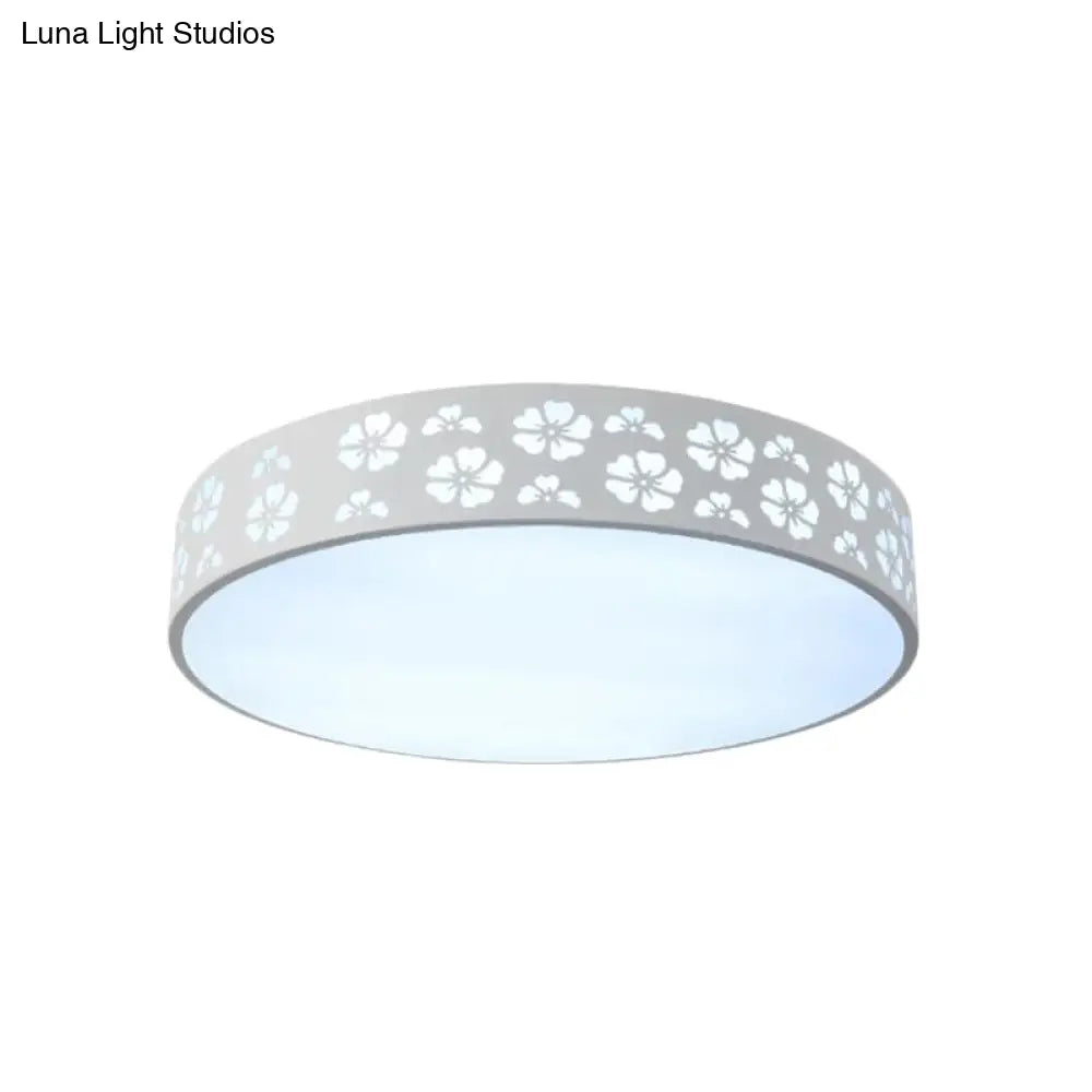 12"/16"/19.5" Carved Flower Flush Light LED Ceiling Lamp - Modern Metallic Design with Warm/White Light