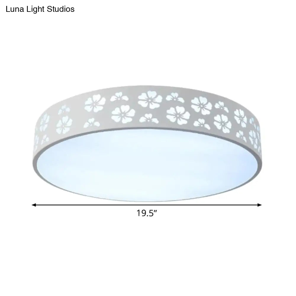 12"/16"/19.5" Carved Flower Flush Light LED Ceiling Lamp - Modern Metallic Design with Warm/White Light