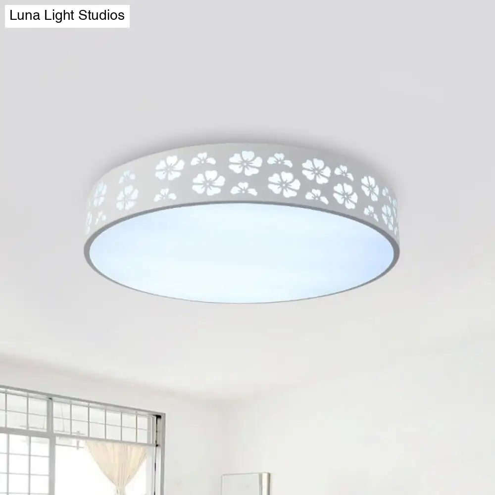 12"/16"/19.5" Carved Flower Flush Light LED Ceiling Lamp - Modern Metallic Design with Warm/White Light