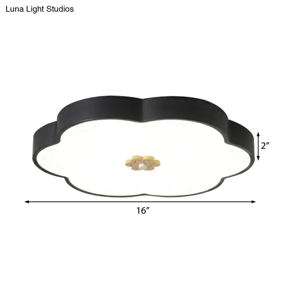 12"/16" Modern Flower Flush Mount Ceiling Light with Acrylic Diffuser - Metal LED, Black/White