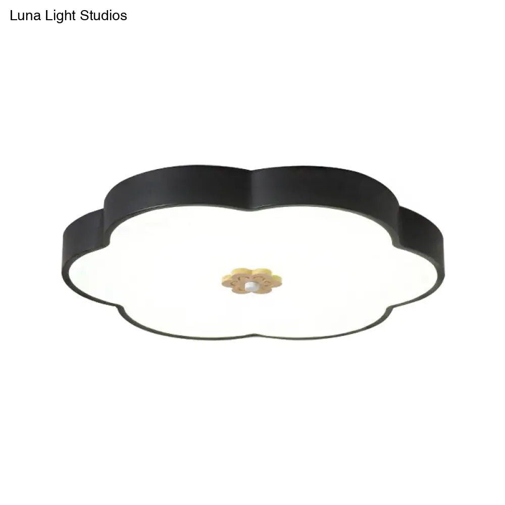 12"/16" Modern Flower Flush Mount Ceiling Light with Acrylic Diffuser - Metal LED, Black/White