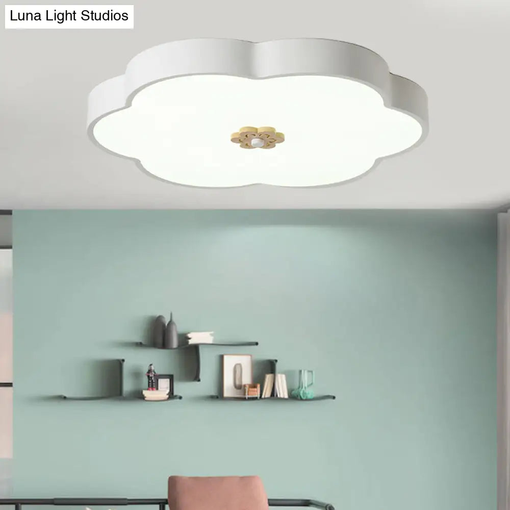 12"/16" Modern Flower Flush Mount Ceiling Light with Acrylic Diffuser - Metal LED, Black/White