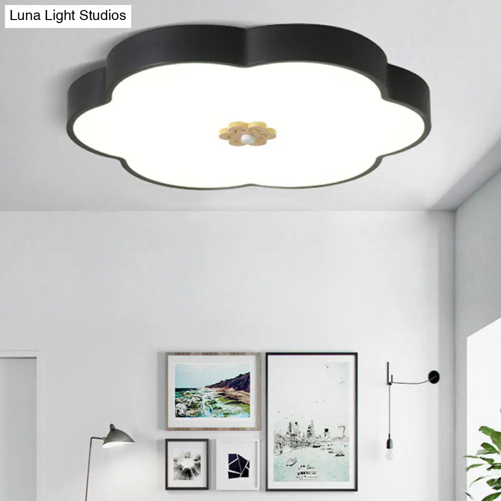12"/16" Modern Flower Flush Mount Ceiling Light with Acrylic Diffuser - Metal LED, Black/White