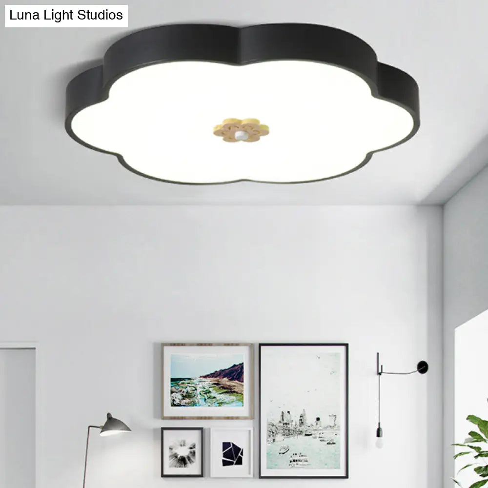 12"/16" Modern Flower Flush Mount Ceiling Light with Acrylic Diffuser - Metal LED, Black/White