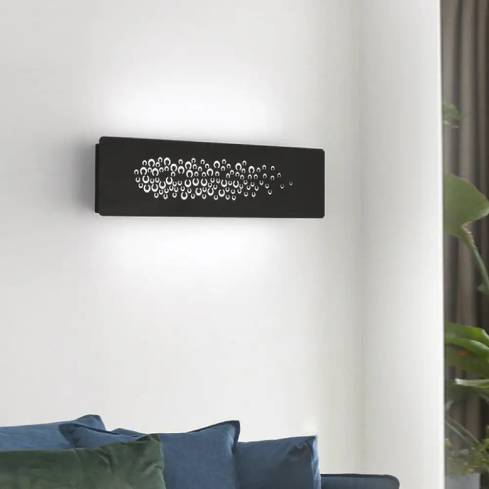 12" Minimalist Linear LED Wall Sconce in Black/White: Up and Down Iron Shade Wall Mount Lamp
