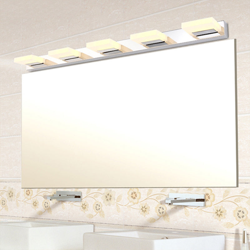 DecorBites™ Chrome Wall Sconce with Brick Acrylic Shade for Bathroom Vanity - Choose from 2/3/5 Warm White Lights