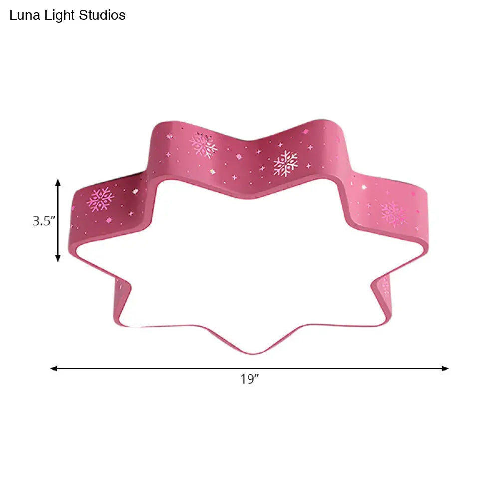 15"/19"/23" Macaron Star Ceiling Mounted LED Flush Light in Pink/Blue for Kid's Bedroom - Warm/White/2 Color Light