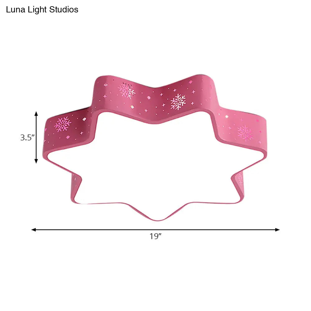 15"/19"/23" Macaron Star Ceiling Mounted LED Flush Light in Pink/Blue for Kid's Bedroom - Warm/White/2 Color Light