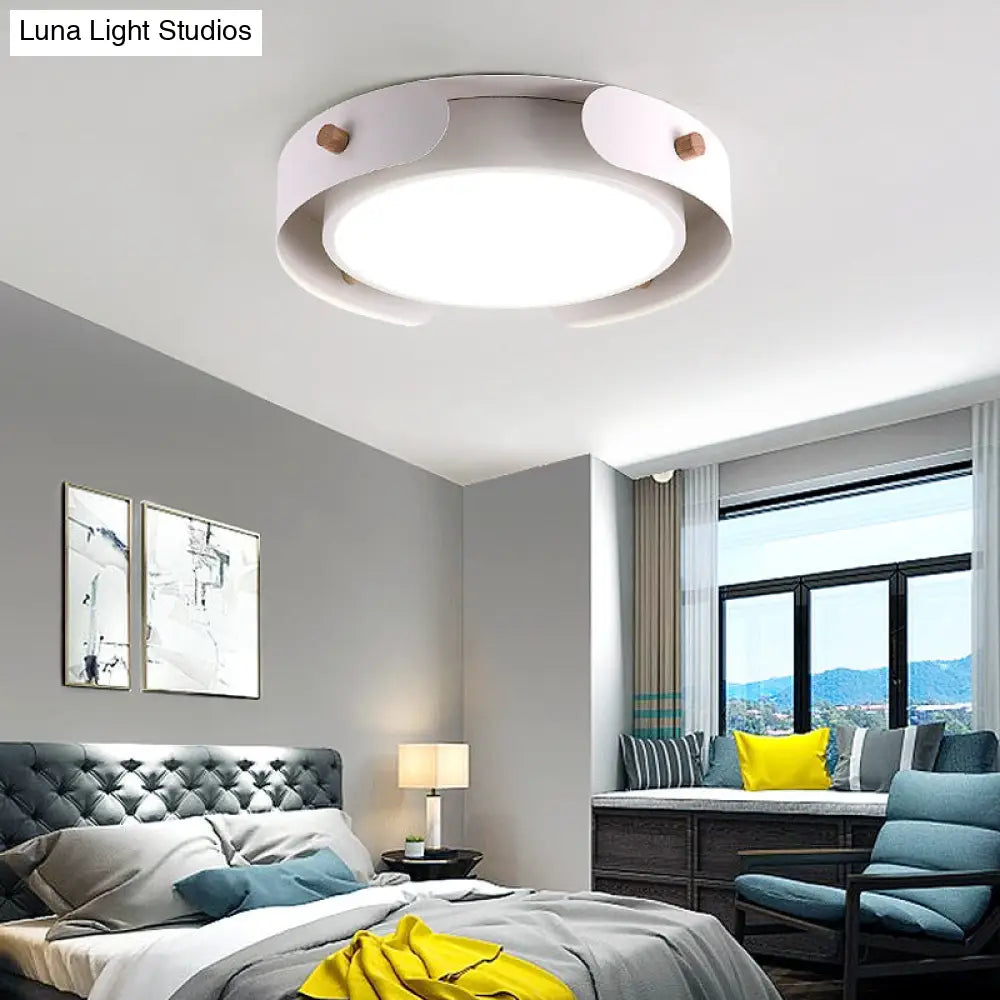 DecorBites™ DecorBites™ 15"/19" Minimalist LED Flush Ceiling Light with Acrylic Shade - White Round Lamp, Warm/White Light