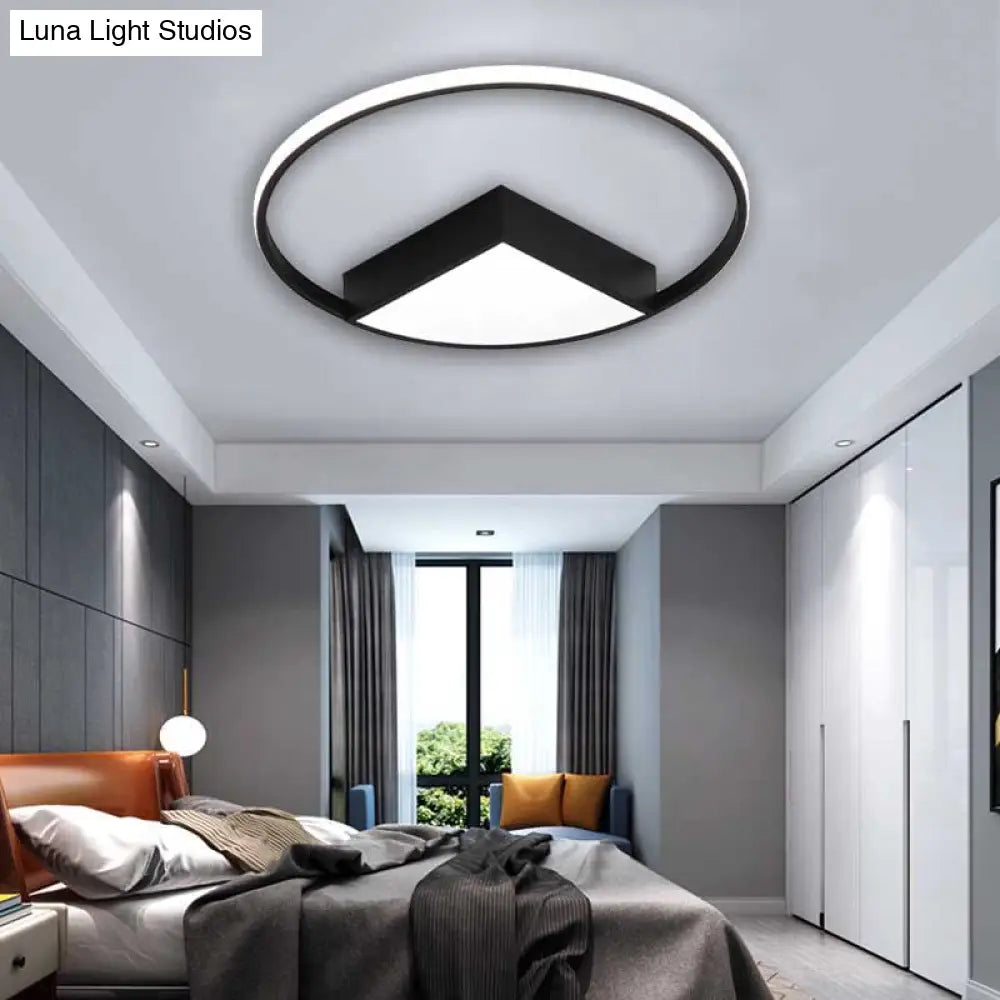16"/19.5"/23.5" Wide Acrylic Flushmount LED Ceiling Light in Black/White with Warm/White Lighting