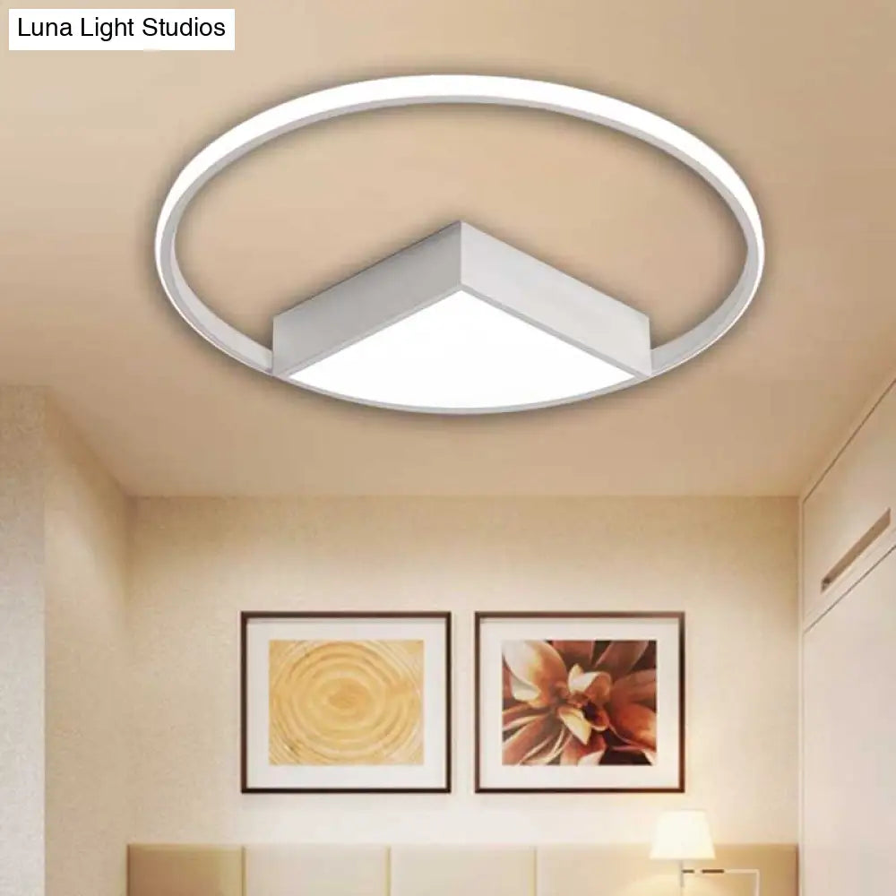 16"/19.5"/23.5" Wide Acrylic Flushmount LED Ceiling Light in Black/White with Warm/White Lighting