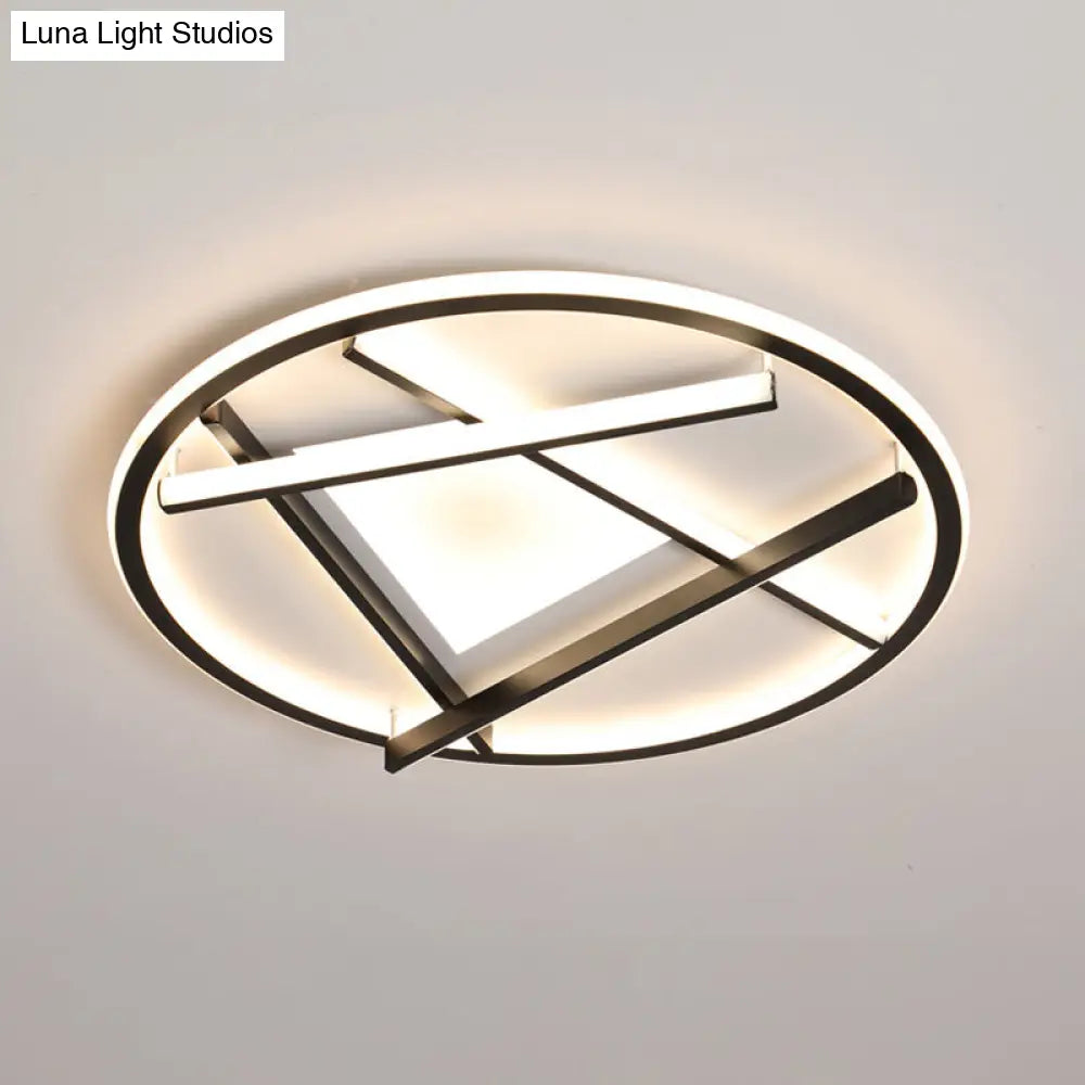 16"/19.5" Acrylic Ring LED Flush Mount Ceiling Light in Black, White/Warm Light