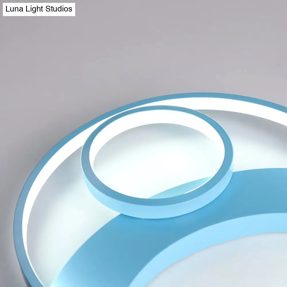 16"/19.5" Bear Shaped Ceiling Light for Kids Bedroom - LED Silicone Flush Mount Lamp in Blue/Pink, Warm/White