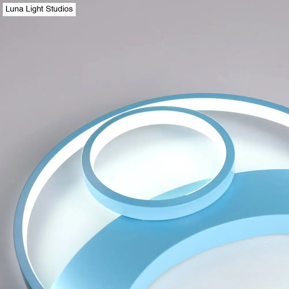 16"/19.5" Bear Shaped Ceiling Light for Kids Bedroom - LED Silicone Flush Mount Lamp in Blue/Pink, Warm/White