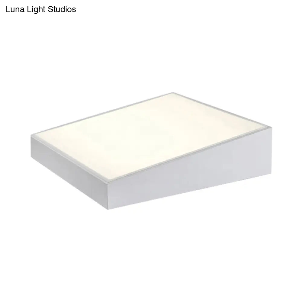 16"/19.5" Wide Contemporary LED Metal Shade Flush Lighting - White/Black Trapezoid Flush Mount Light in White/Warm Light