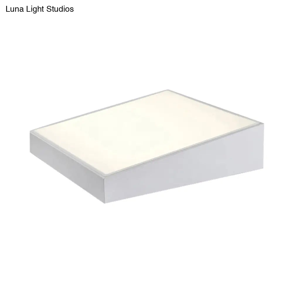 16"/19.5" Wide Contemporary LED Metal Shade Flush Lighting - White/Black Trapezoid Flush Mount Light in White/Warm Light