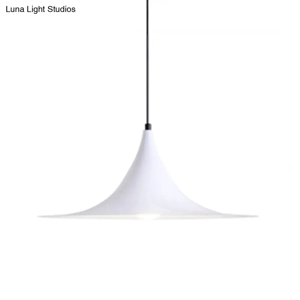 16"/19"W Trumpet Pendant Lighting Simplicity Metal 1 Light Black/Grey/White Hanging Light