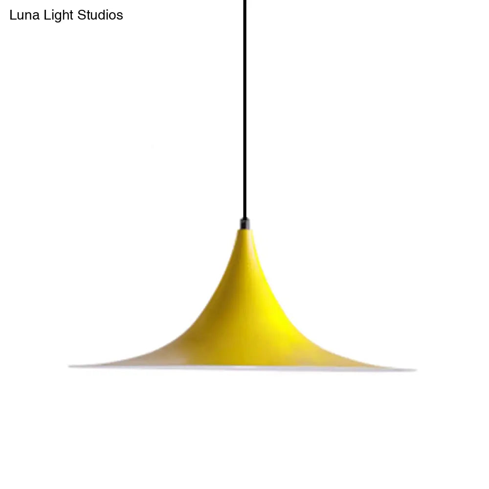 16"/19"W Trumpet Pendant Lighting Simplicity Metal 1 Light Black/Grey/White Hanging Light