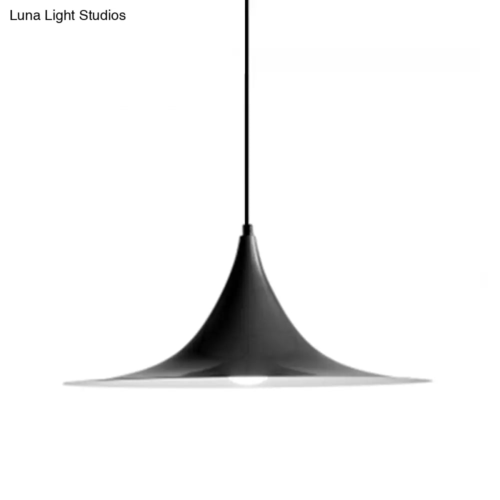 16"/19"W Trumpet Pendant Lighting Simplicity Metal 1 Light Black/Grey/White Hanging Light