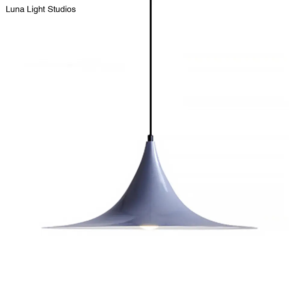 16"/19"W Trumpet Pendant Lighting Simplicity Metal 1 Light Black/Grey/White Hanging Light