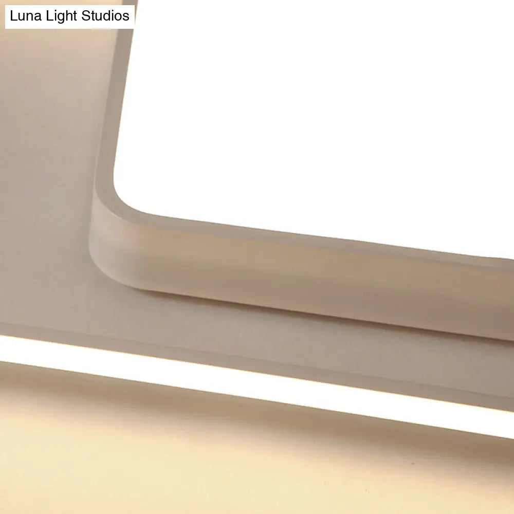 16-35.5" W Modern White Rectangle Ceiling Light with High Penetrated Acrylic LED - Flushmount in Warm/White/3 Color Light