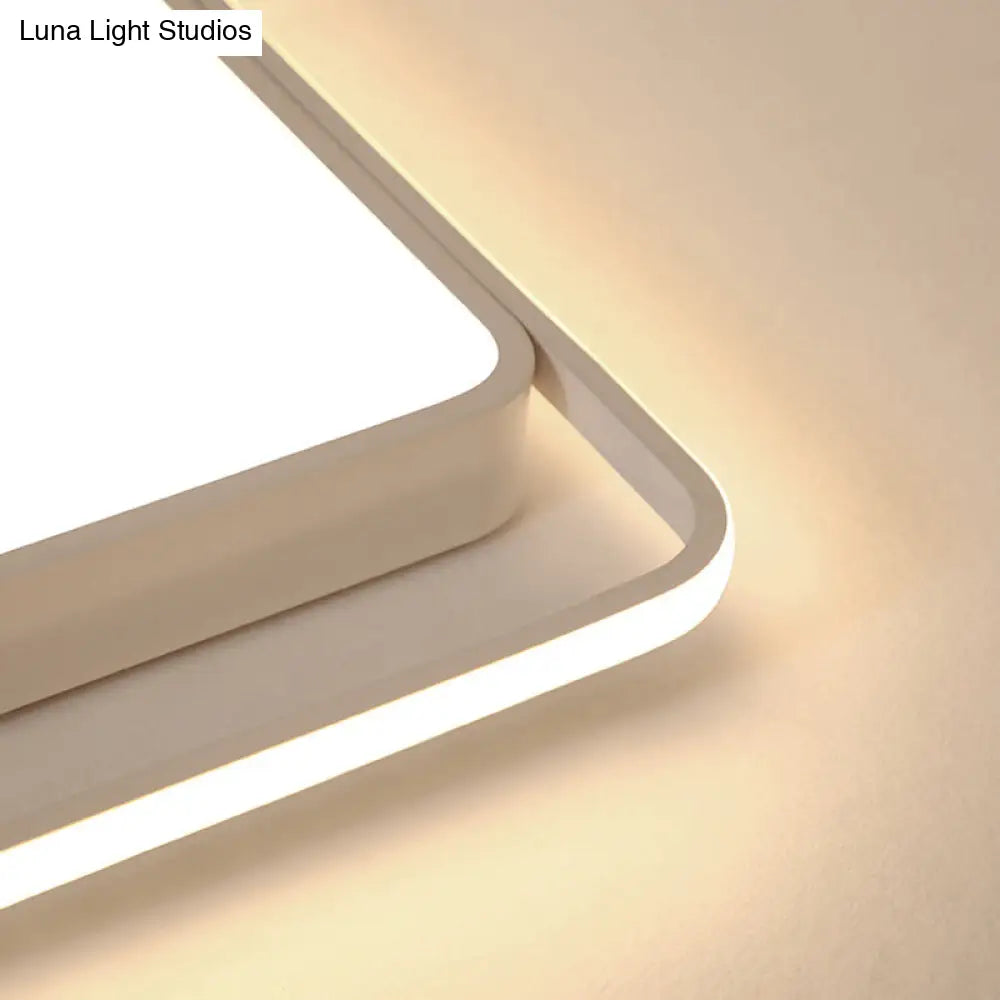 16-35.5" W Modern White Rectangle Ceiling Light with High Penetrated Acrylic LED - Flushmount in Warm/White/3 Color Light