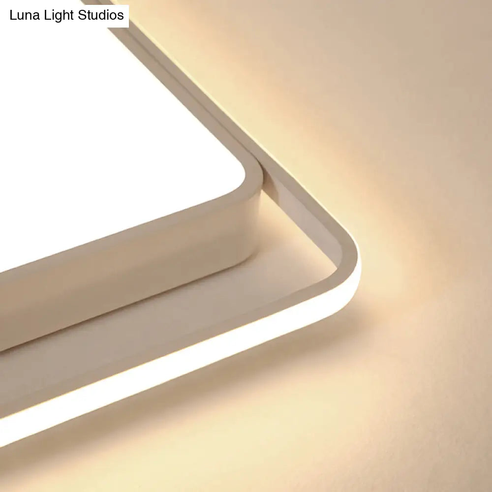16-35.5" W Modern White Rectangle Ceiling Light with High Penetrated Acrylic LED - Flushmount in Warm/White/3 Color Light