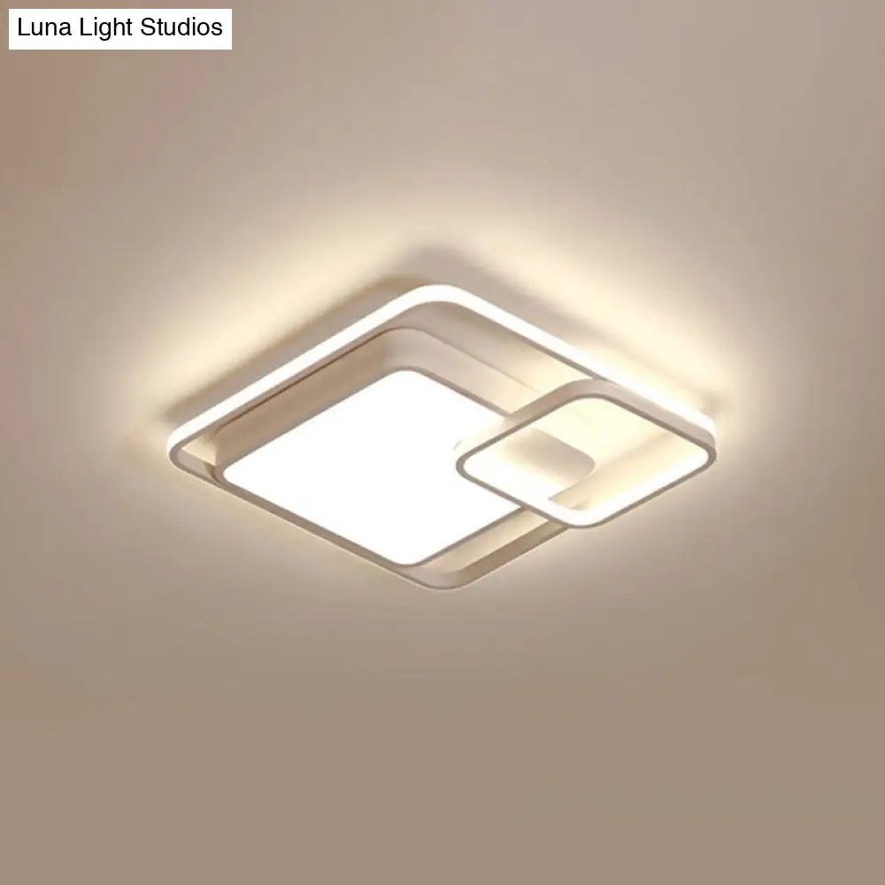 16-35.5" W Modern White Rectangle Ceiling Light with High Penetrated Acrylic LED - Flushmount in Warm/White/3 Color Light