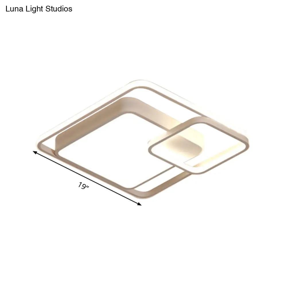 16-35.5" W Modern White Rectangle Ceiling Light with High Penetrated Acrylic LED - Flushmount in Warm/White/3 Color Light