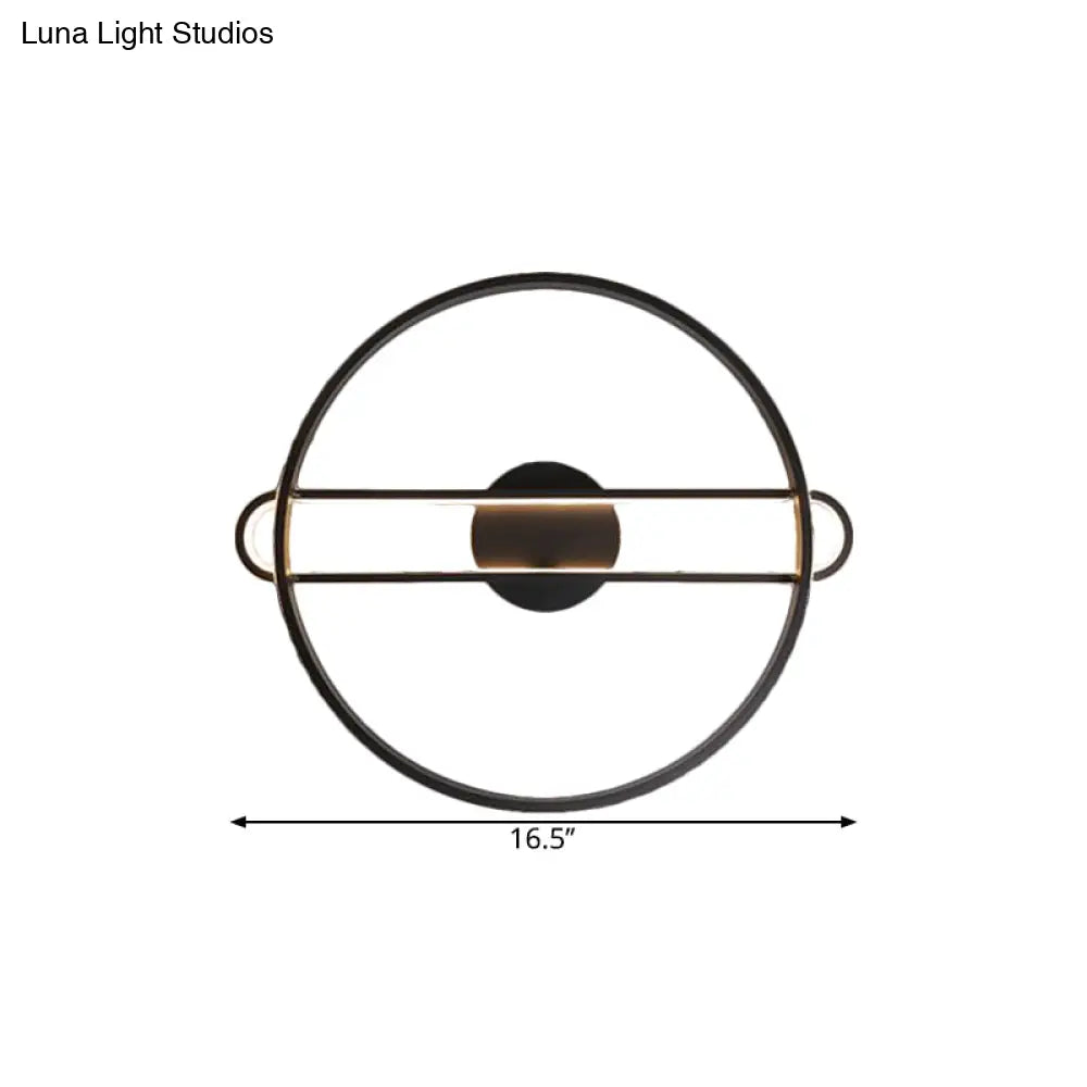16.5"/20.5" Wide Ring Semi Flush LED Ceiling Light - Modern Black Metallic Finish, Warm/White Lighting for Bedroom