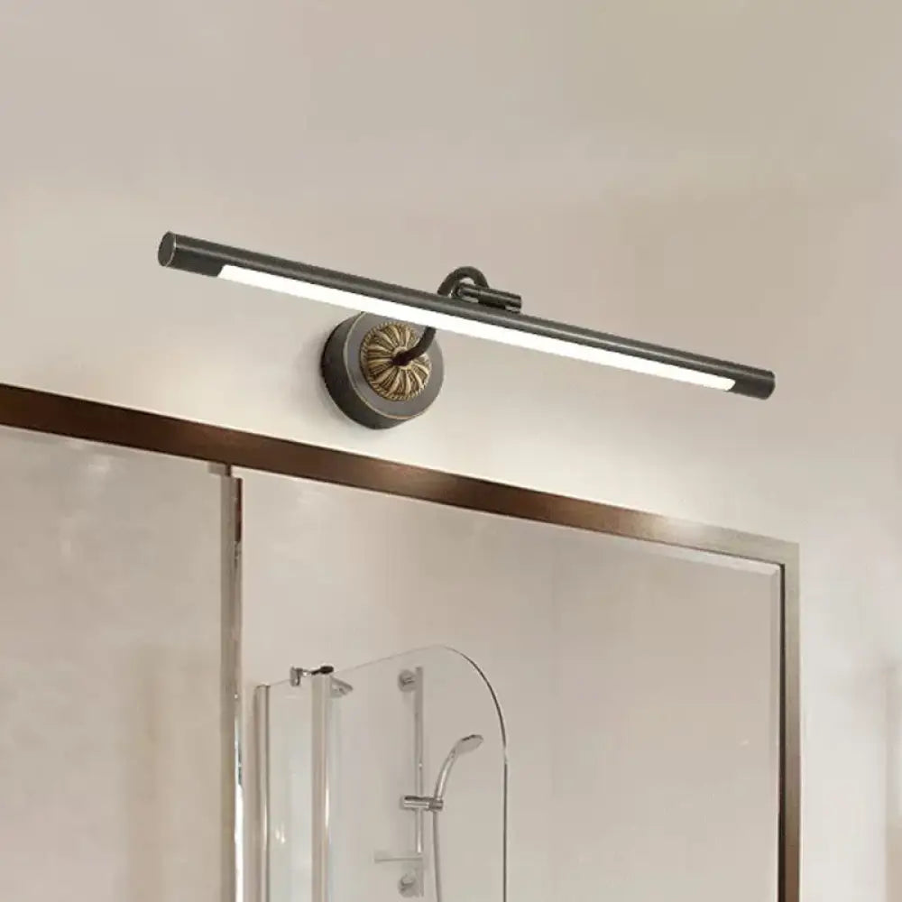 17-22" Modish Swing Arm Wall Lamp with LED Black Vanity Mirror Light